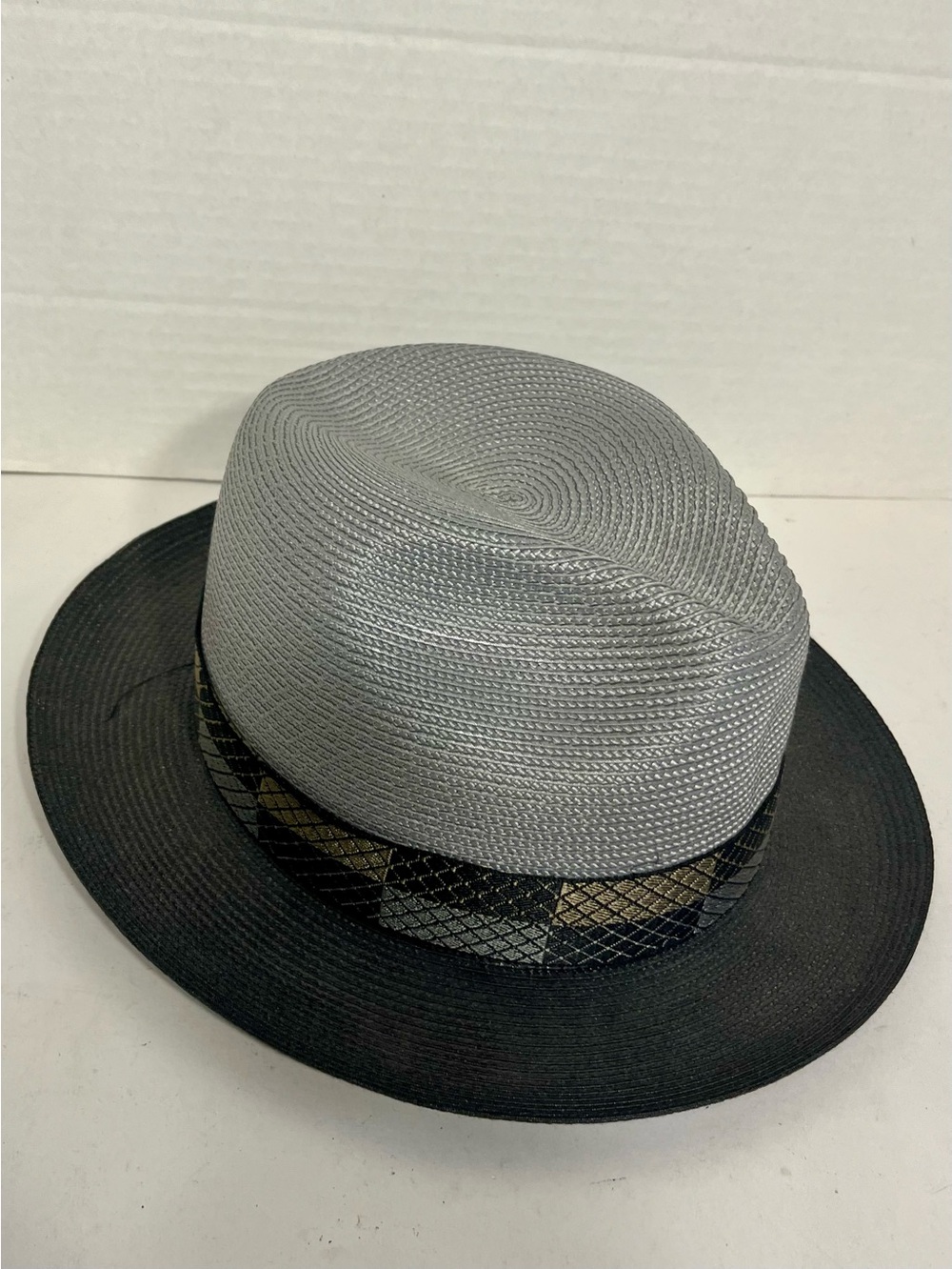 Men's Vintage Black/Gray Stetson Andover Florentine Milan Fedora Hat(Size 7 1/4)